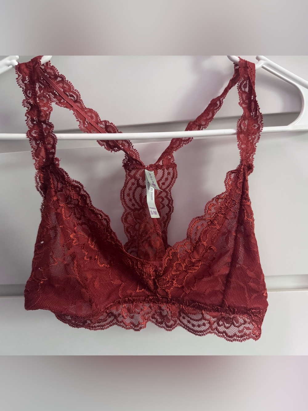 Anemone Lace Bralette in Wine Red